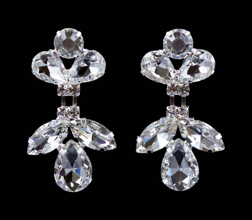 #16691 - Rhinestone Raindrop Crystal Earrings